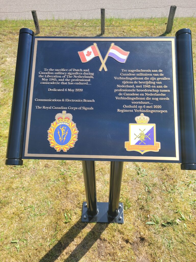The C&E Plaque which now sits at the Verbindingstroepen Regiment's home station in Stroe Netherlands, presented by Colonel-Commandant BGen (Retired) Josée Robidoux and unveiled by HRH Princess Margriet of the Netherlands