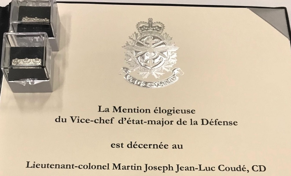 VCDS Commendation – LCol Martin Coudé